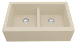 Karran 34" Quartz Composite Farmhouse Sink, 50/50 Double Bowl, Bisque, QA-750-BI