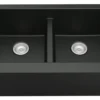 Karran 34" Quartz Composite Farmhouse Sink, 50/50 Double Bowl, Black, QA-750-BL