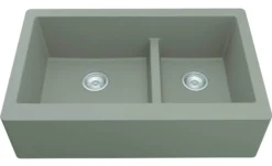 Karran 34" Quartz Composite Farmhouse Sink, 60/40 Double Bowl, Concrete, QA-760-CN