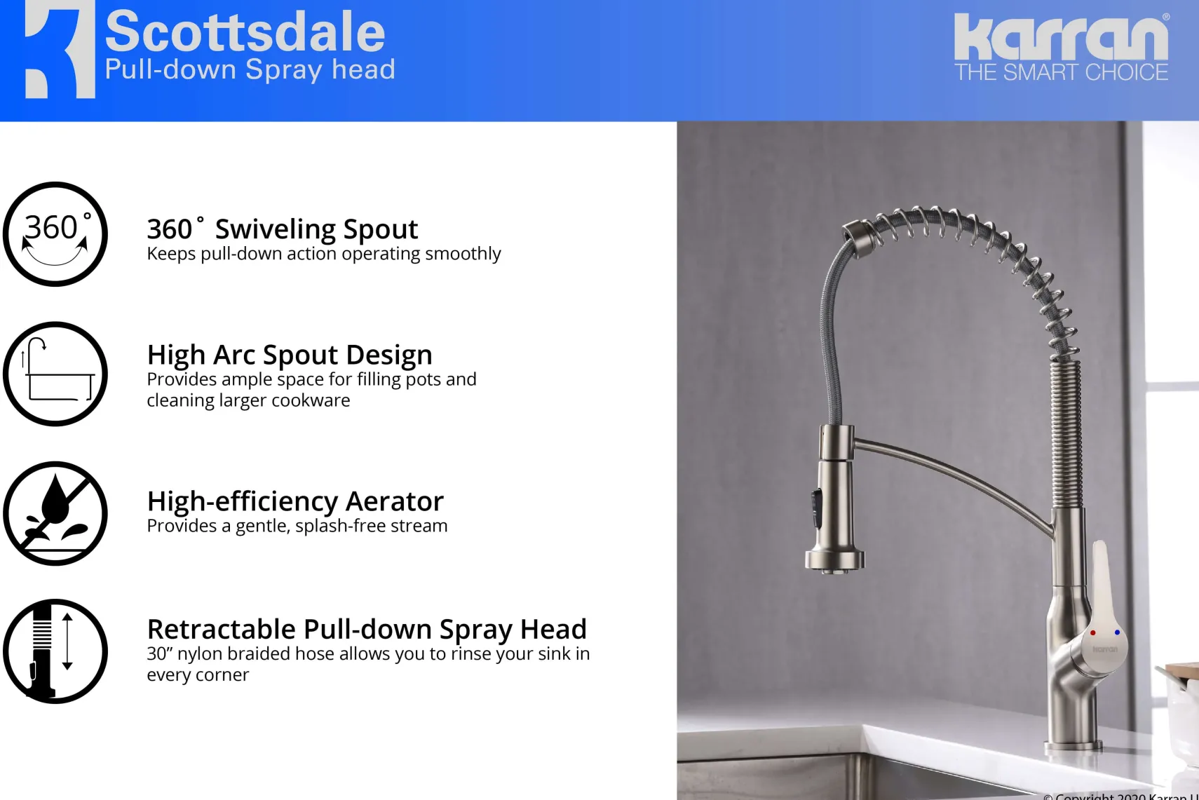 Karran 34" Quartz Composite Farmhouse Sink with Stainless Steel Faucet and Accessories, 50/50 Double Bowl, White, QA750WH210SS