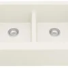 Karran 34" Quartz Composite Farmhouse Sink, 50/50 Double Bowl, White, QA-750-WH