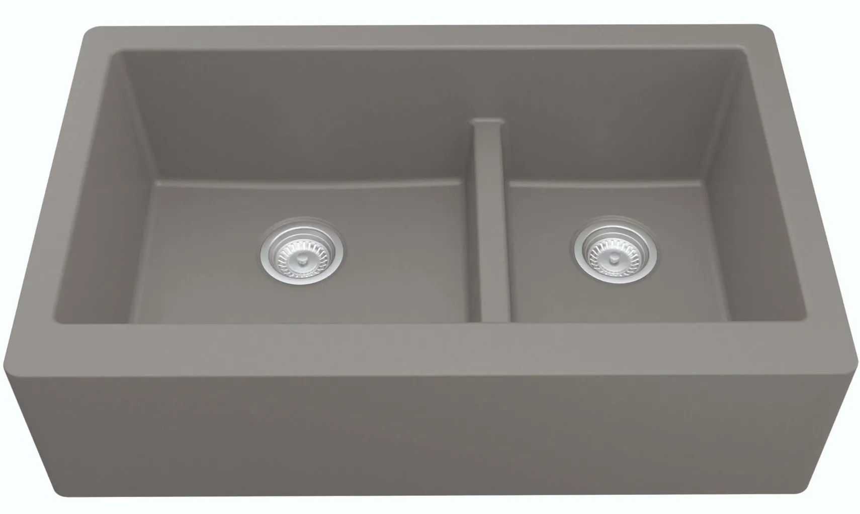 Karran 34" Quartz Composite Farmhouse Sink, 60/40 Double Bowl, Grey, QA-760-GR-PK1