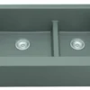 Karran 34" Quartz Composite Farmhouse Sink, 60/40 Double Bowl, Grey, QA-760-GR