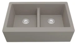 Karran 34" Quartz Composite Farmhouse Sink, 50/50 Double Bowl, Concrete, QA-750-CN
