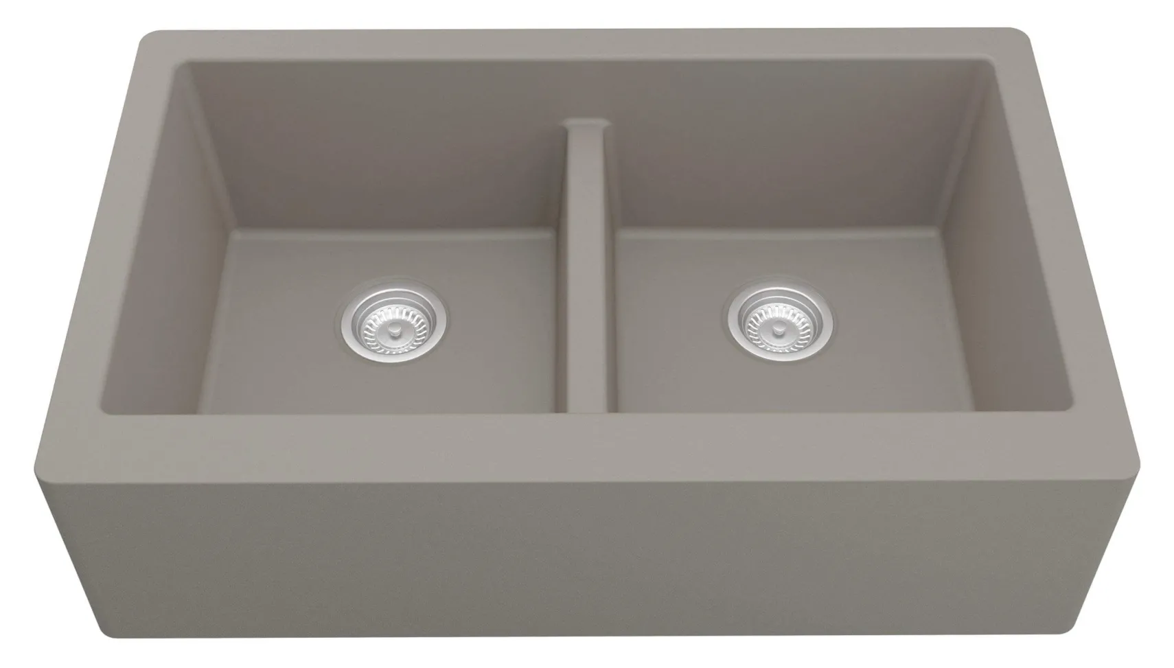 Karran 34" Quartz Composite Farmhouse Sink, 50/50 Double Bowl, Concrete, QA-750-CN