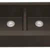 Karran 34" Quartz Composite Farmhouse Sink, 50/50 Double Bowl, Brown, QA-750-BR