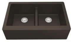 Karran 34" Quartz Composite Farmhouse Sink, 50/50 Double Bowl, Brown, QA-750-BR