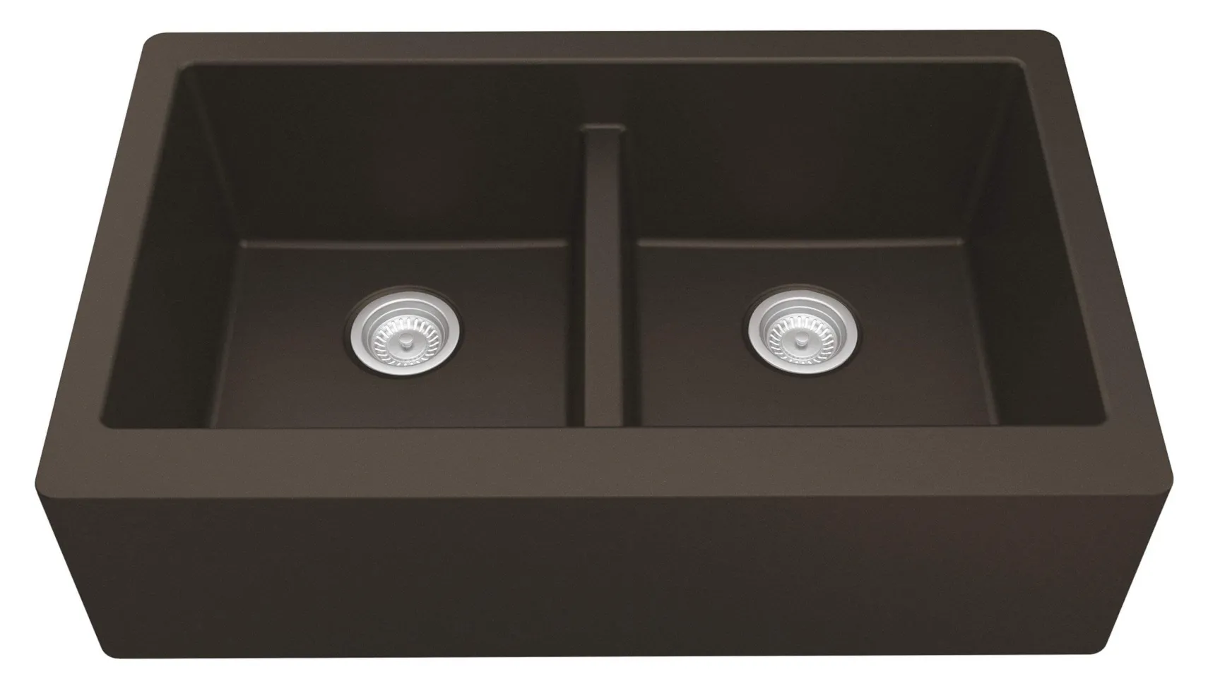 Karran 34" Quartz Composite Farmhouse Sink, 50/50 Double Bowl, Brown, QA-750-BR