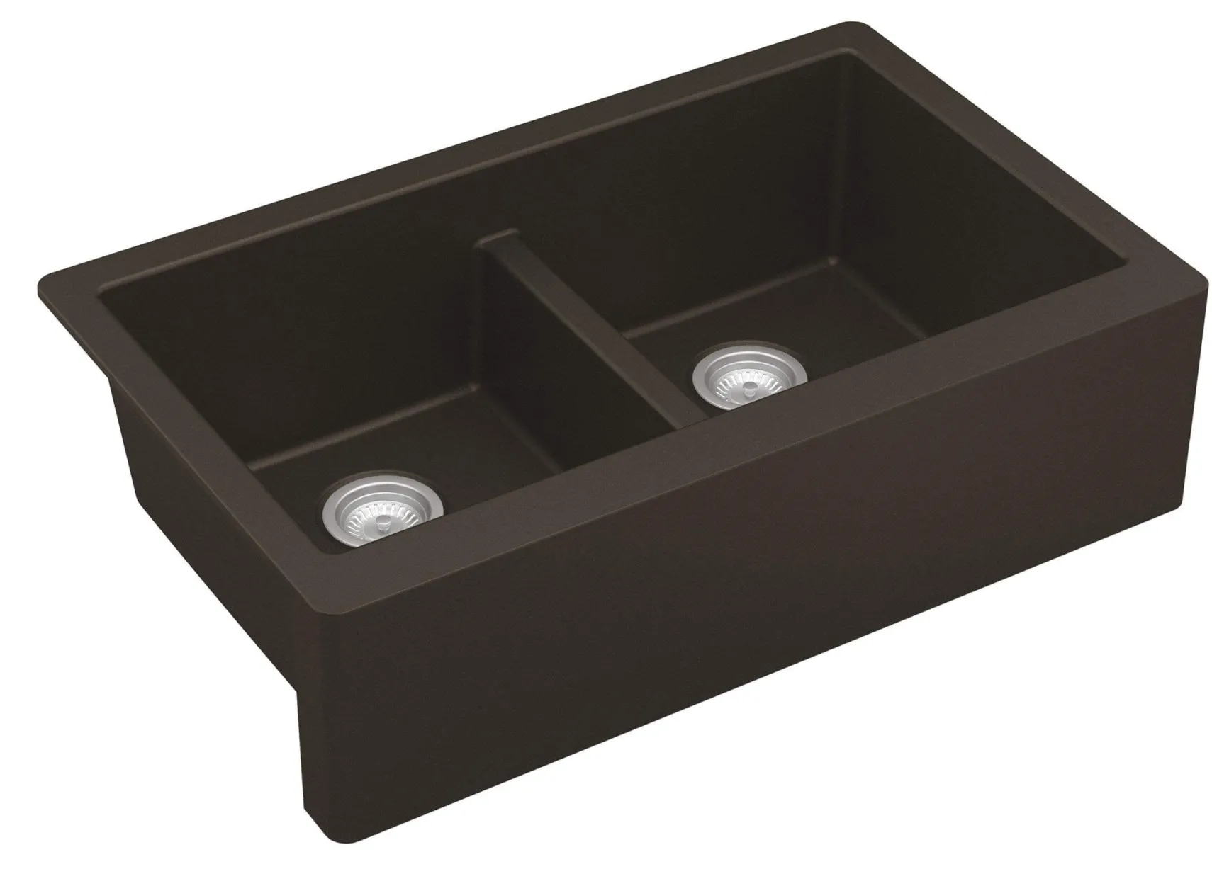 Karran 34" Quartz Composite Farmhouse Sink, 50/50 Double Bowl, Brown, QA-750-BR
