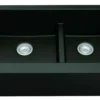 Karran 34" Quartz Composite Farmhouse Sink, 60/40 Double Bowl, Black, QA-760-BL