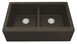 Karran 34" Quartz Composite Farmhouse Sink, 50/50 Double Bowl, Brown, QA-750-BR-PK1