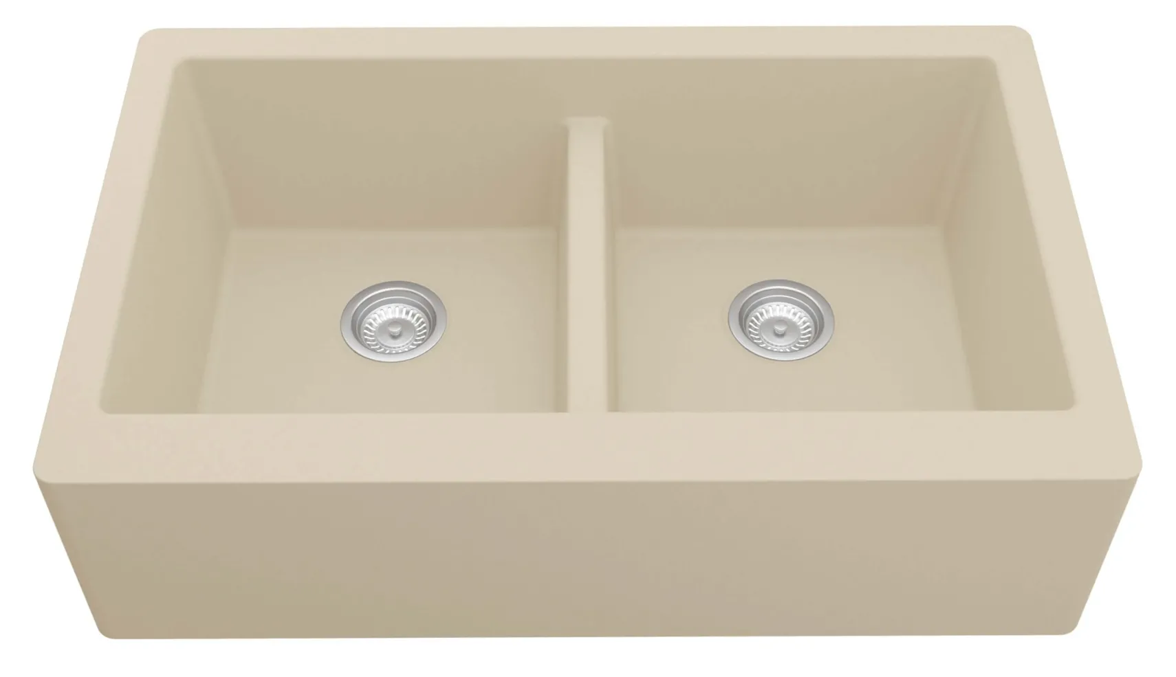 Karran 34" Quartz Composite Farmhouse Sink, 50/50 Double Bowl, Bisque, QA-750-BI-PK1