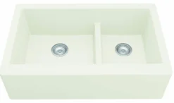 Karran 34" Quartz Composite Farmhouse Sink, 60/40 Double Bowl, White, QA-760-WH