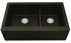Karran 34" Quartz Composite Farmhouse Sink, 60/40 Double Bowl, Brown, QA-760-BR