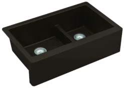 Karran 34" Quartz Composite Farmhouse Sink, 60/40 Double Bowl, Brown, QA-760-BR