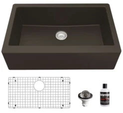 Karran 34" Quartz Composite Farmhouse Sink, Brown, QA-740-BR-PK1