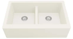 Karran 34" Quartz Composite Farmhouse Sink, 50/50 Double Bowl, White, QA-750-WH-PK1