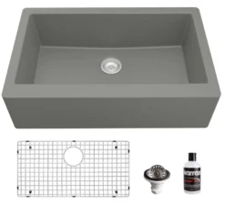 Karran 34" Quartz Composite Farmhouse Sink, Grey, QA-740-GR-PK1