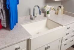 Karran 34" Quartz Composite Farmhouse Sink, White, QA-740-WH-PK1