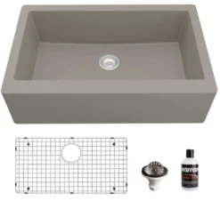 Karran 34" Quartz Composite Farmhouse Sink, Concrete, QA-740-CN-PK1