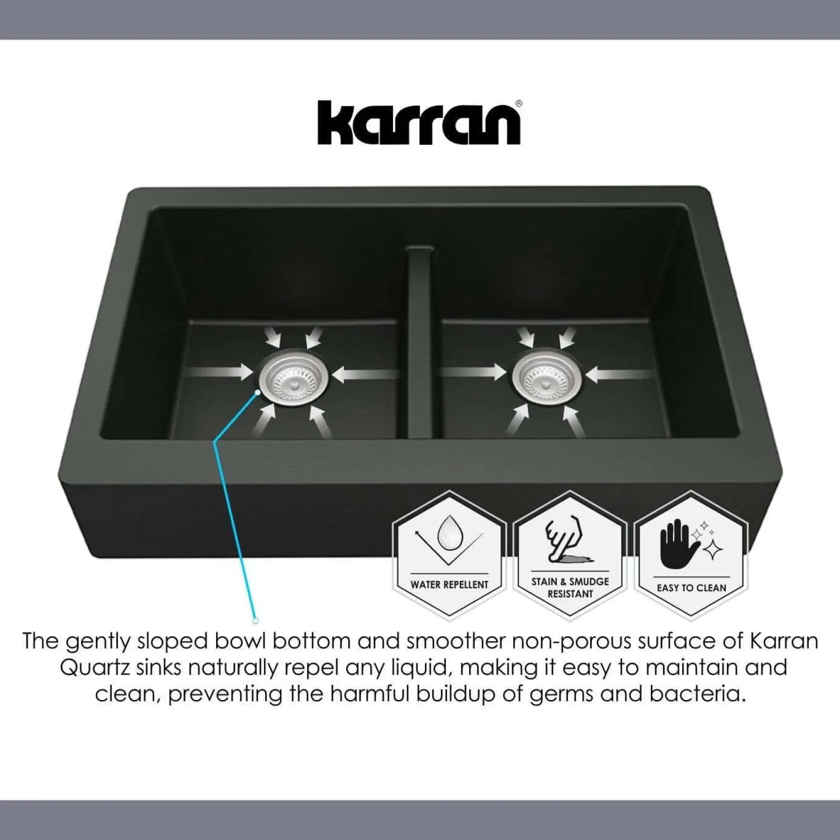 Karran 34" Quartz Composite Retrofit Farmhouse Sink, White, QAR-740-WH