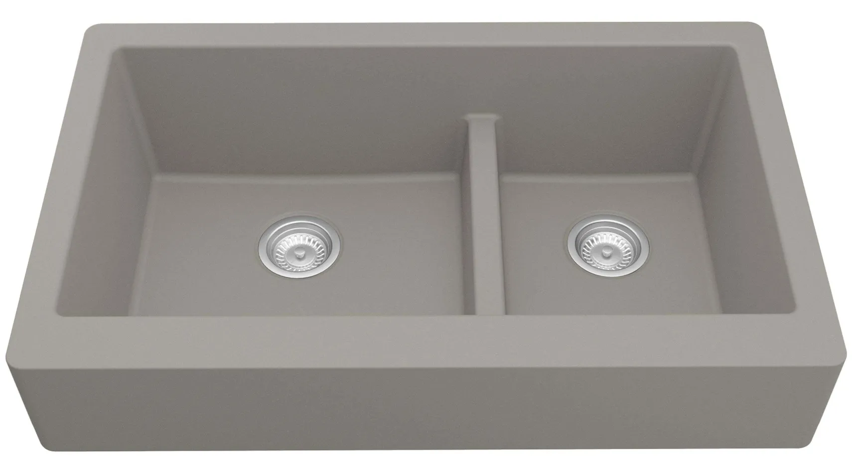 Karran 34" Quartz Composite Retrofit Farmhouse Sink, 60/40 Double Bowl, Concrete, QAR-760-CN
