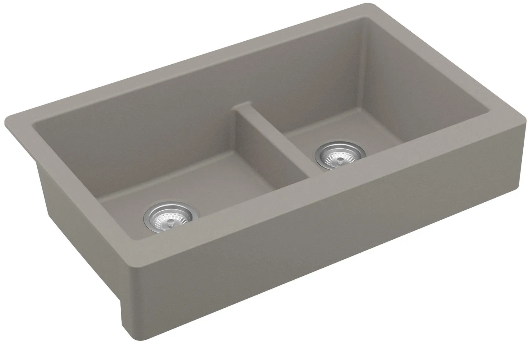 Karran 34" Quartz Composite Retrofit Farmhouse Sink, 60/40 Double Bowl, Concrete, QAR-760-CN