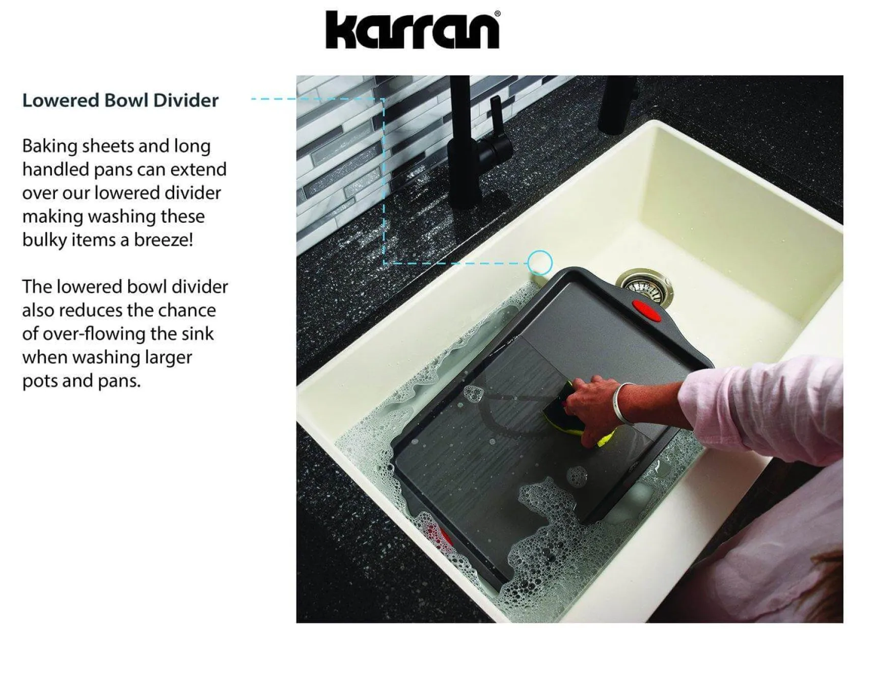 Karran 34" Quartz Composite Retrofit Farmhouse Sink, 60/40 Double Bowl, Concrete, QAR-760-CN