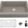 Karran 34" Quartz Composite Retrofit Farmhouse Sink, Concrete, QAR-740-CN-PK1