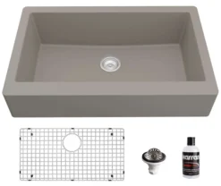 Karran 34" Quartz Composite Retrofit Farmhouse Sink, Concrete, QAR-740-CN-PK1