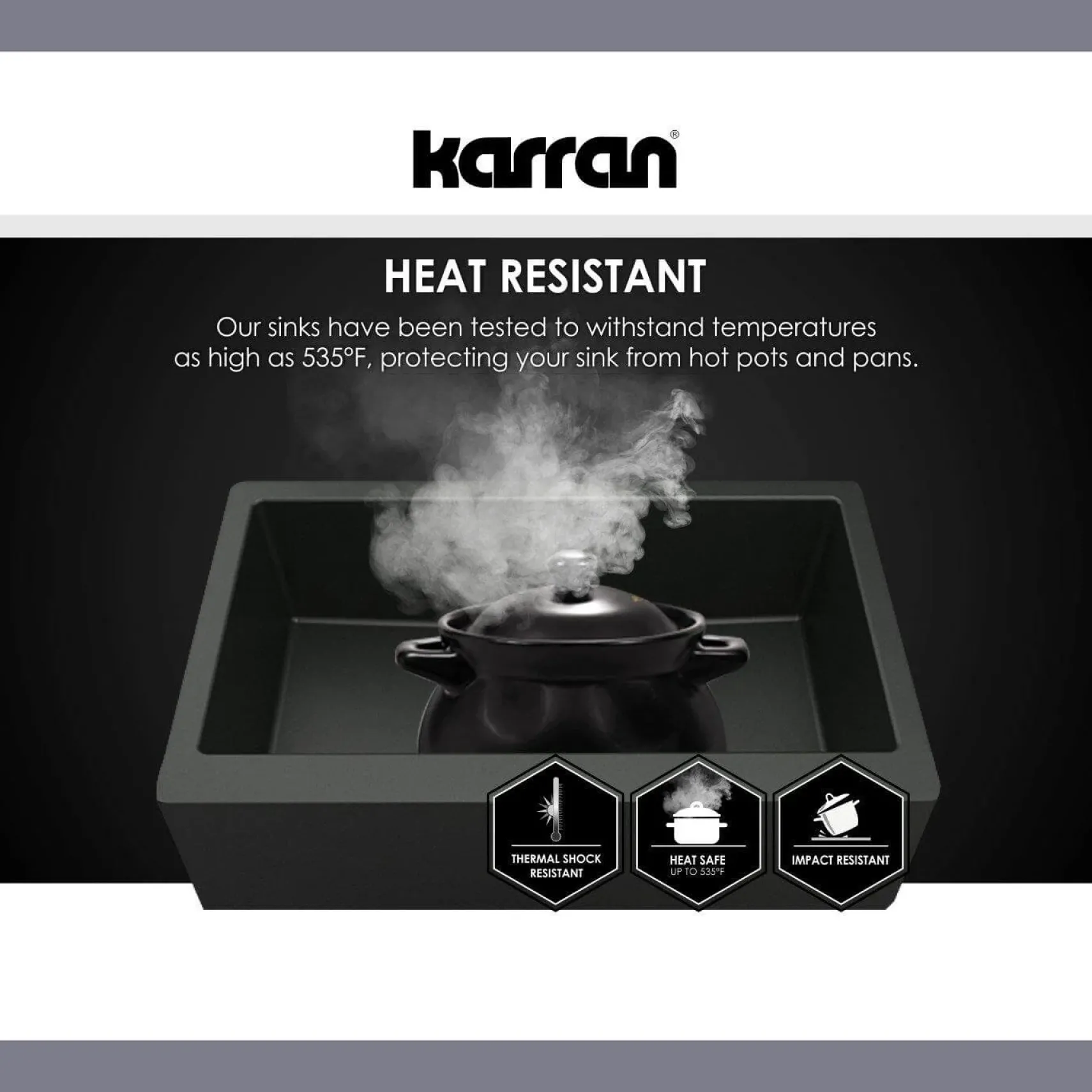 Karran 34" Quartz Composite Retrofit Farmhouse Sink, Concrete, QAR-740-CN