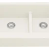 Karran 34" Quartz Composite Retrofit Farmhouse Sink, 60/40 Double Bowl, White, QAR-760-WH