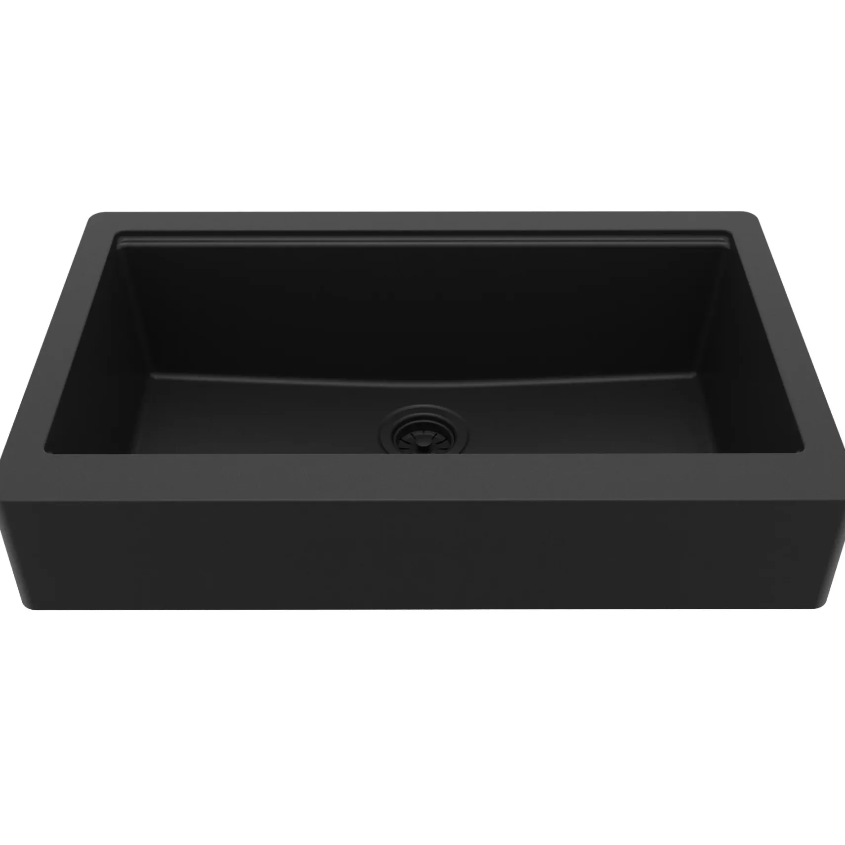 Karran 34" Quartz Composite Retrofit Workstation Farmhouse Sink, Black, QARWS-740-BL-PK2