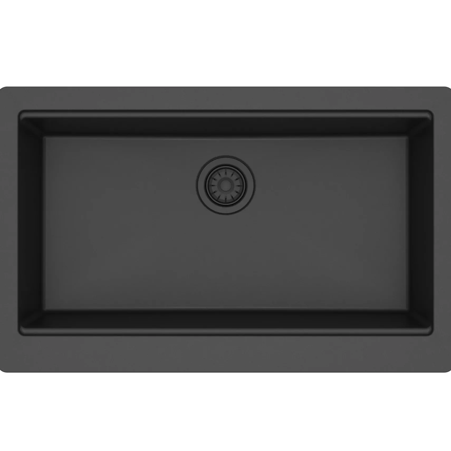 Karran 34" Quartz Composite Retrofit Workstation Farmhouse Sink, Black, QARWS-740-BL-PK2
