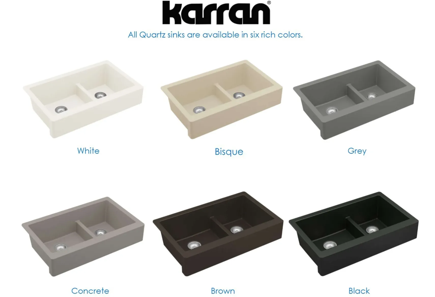 Karran 34" Quartz Composite Retrofit Farmhouse Sink, 60/40 Double Bowl, Black, QAR-760-BL-PK1