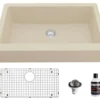 Karran 34" Quartz Composite Retrofit Farmhouse Sink, Bisque, QAR-740-BI-PK1