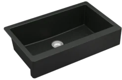 Karran 34" Quartz Composite Retrofit Farmhouse Sink, Black, QAR-740-BL