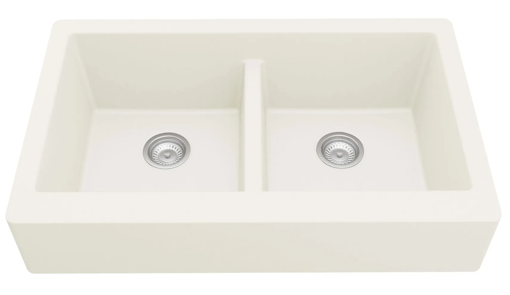 Karran 34" Quartz Composite Retrofit Farmhouse Sink, 50/50 Double Bowl, White, QAR-750-WH-PK1