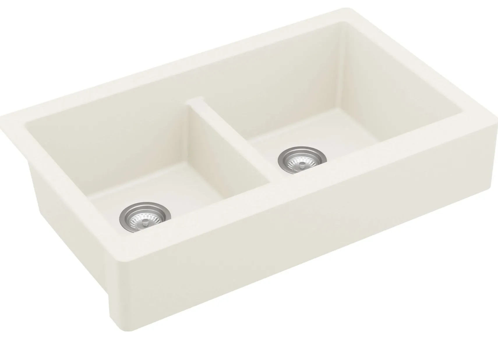 Karran 34" Quartz Composite Retrofit Farmhouse Sink, 50/50 Double Bowl, White, QAR-750-WH-PK1