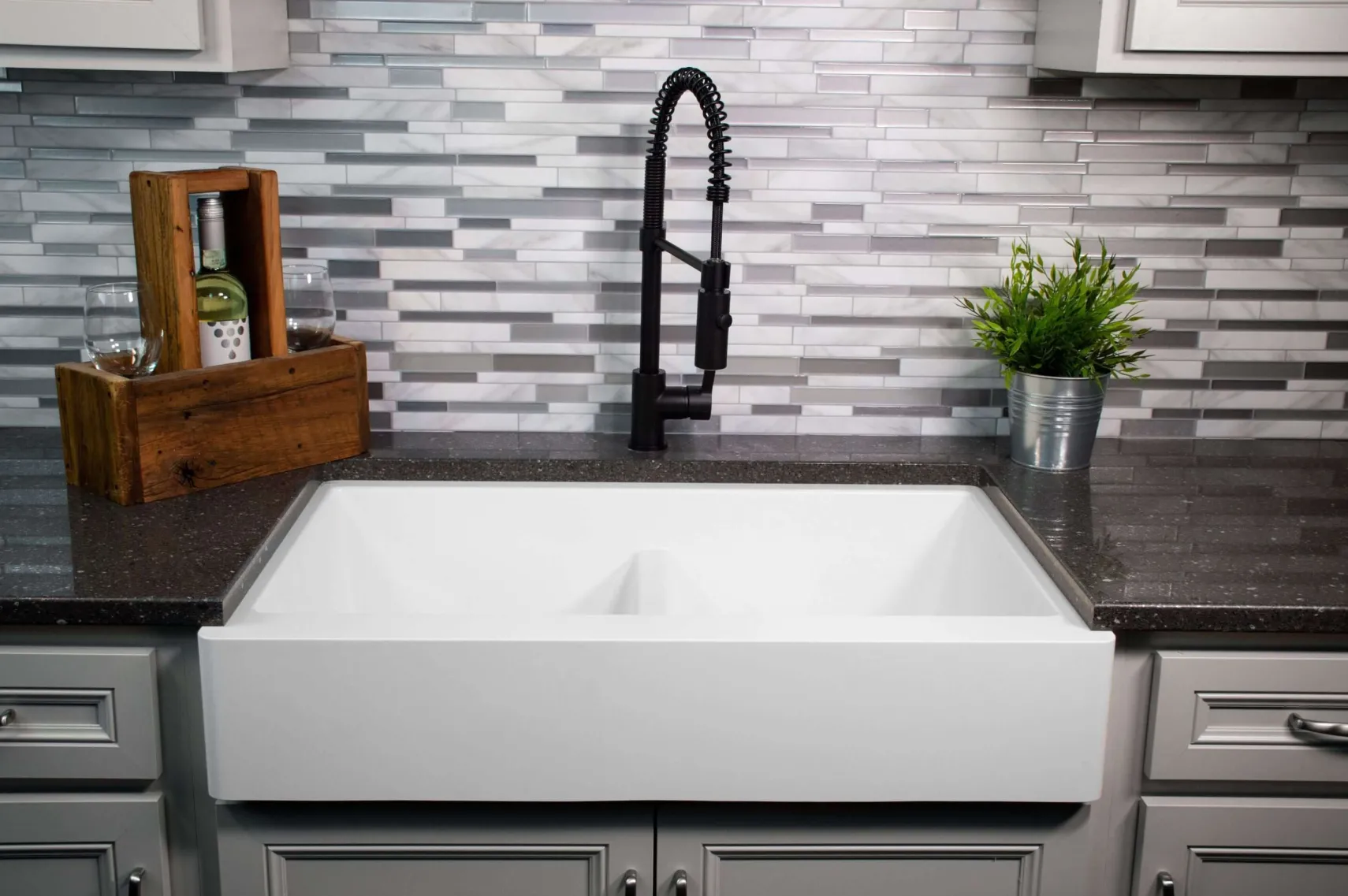 Karran 34" Quartz Composite Retrofit Farmhouse Sink, 50/50 Double Bowl, White, QAR-750-WH-PK1