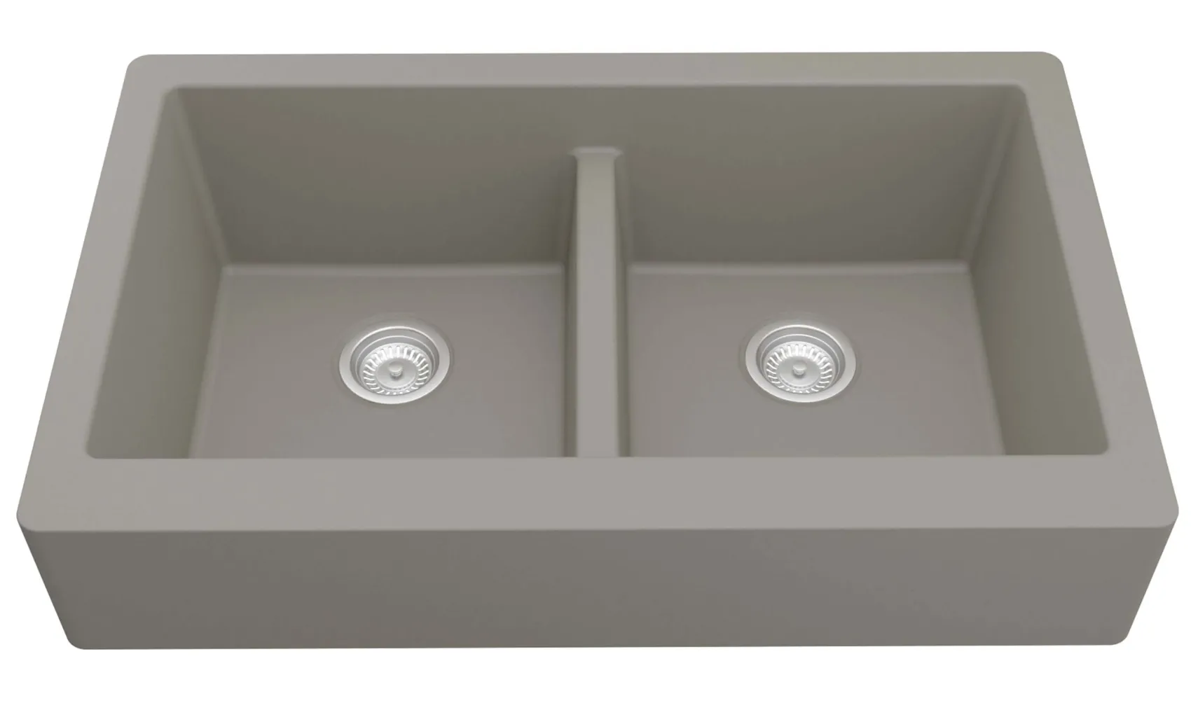Karran 34" Quartz Composite Retrofit Farmhouse Sink, 50/50 Double Bowl, Concrete, QAR-750-CN-PK1