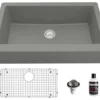 Karran 34" Quartz Composite Retrofit Farmhouse Sink, Grey, QAR-740-GR-PK1