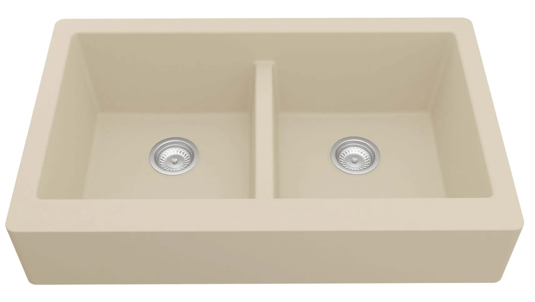 Karran 34" Quartz Composite Retrofit Farmhouse Sink, 50/50 Double Bowl, Bisque, QAR-750-BI-PK1