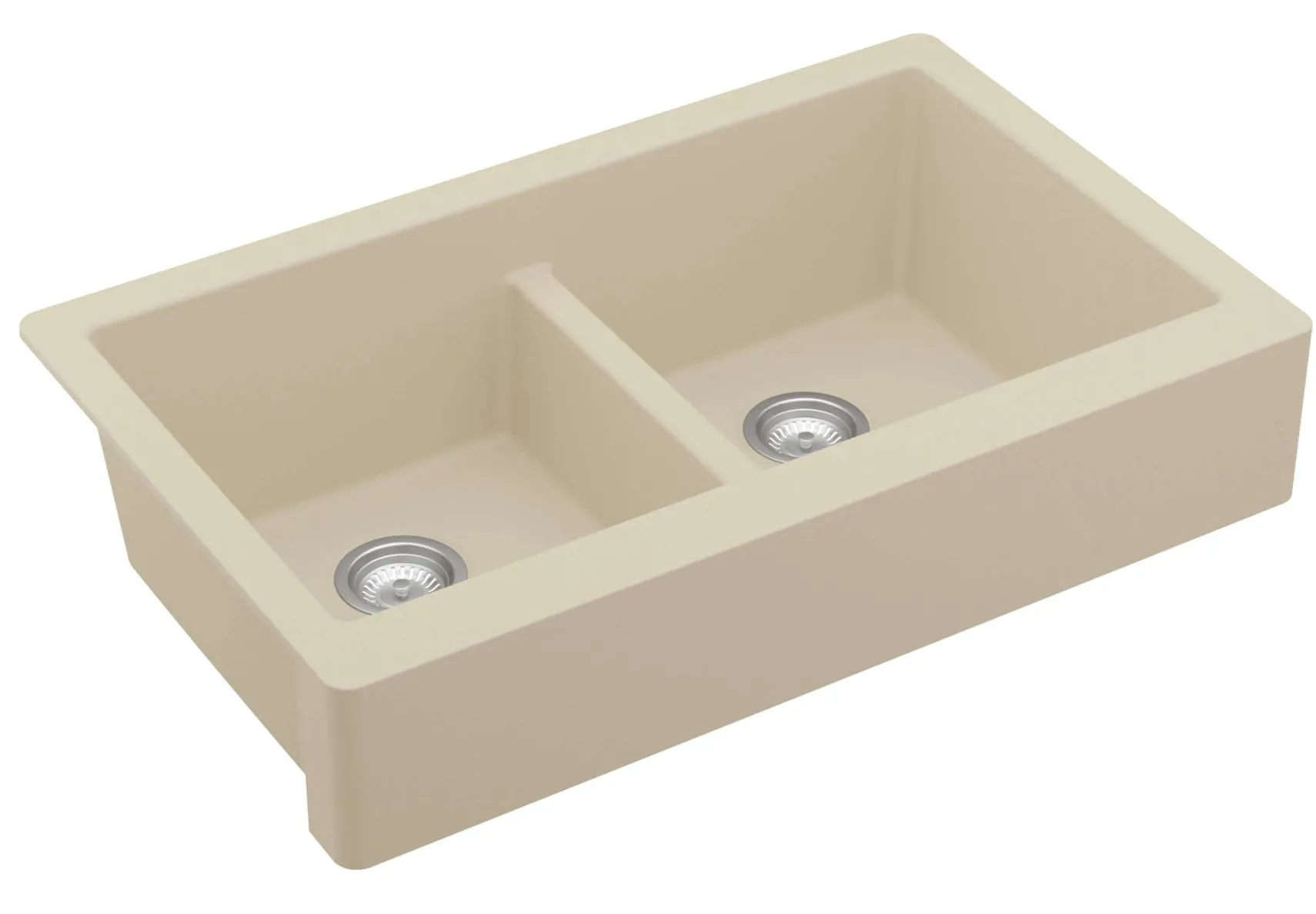 Karran 34" Quartz Composite Retrofit Farmhouse Sink, 50/50 Double Bowl, Bisque, QAR-750-BI-PK1