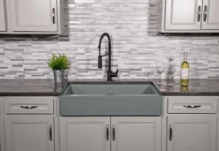 Karran 34" Quartz Composite Retrofit Farmhouse Sink, 50/50 Double Bowl, Grey, QAR-750-GR-PK1