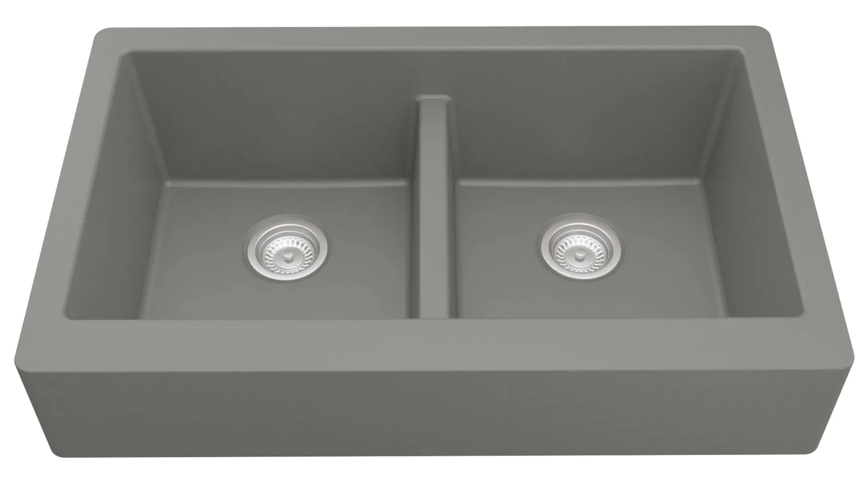 Karran 34" Quartz Composite Retrofit Farmhouse Sink, 50/50 Double Bowl, Grey, QAR-750-GR-PK1