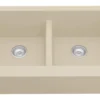 Karran 34" Quartz Composite Retrofit Farmhouse Sink, 50/50 Double Bowl, Bisque, QAR-750-BI