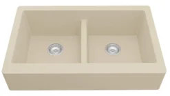 Karran 34" Quartz Composite Retrofit Farmhouse Sink, 50/50 Double Bowl, Bisque, QAR-750-BI