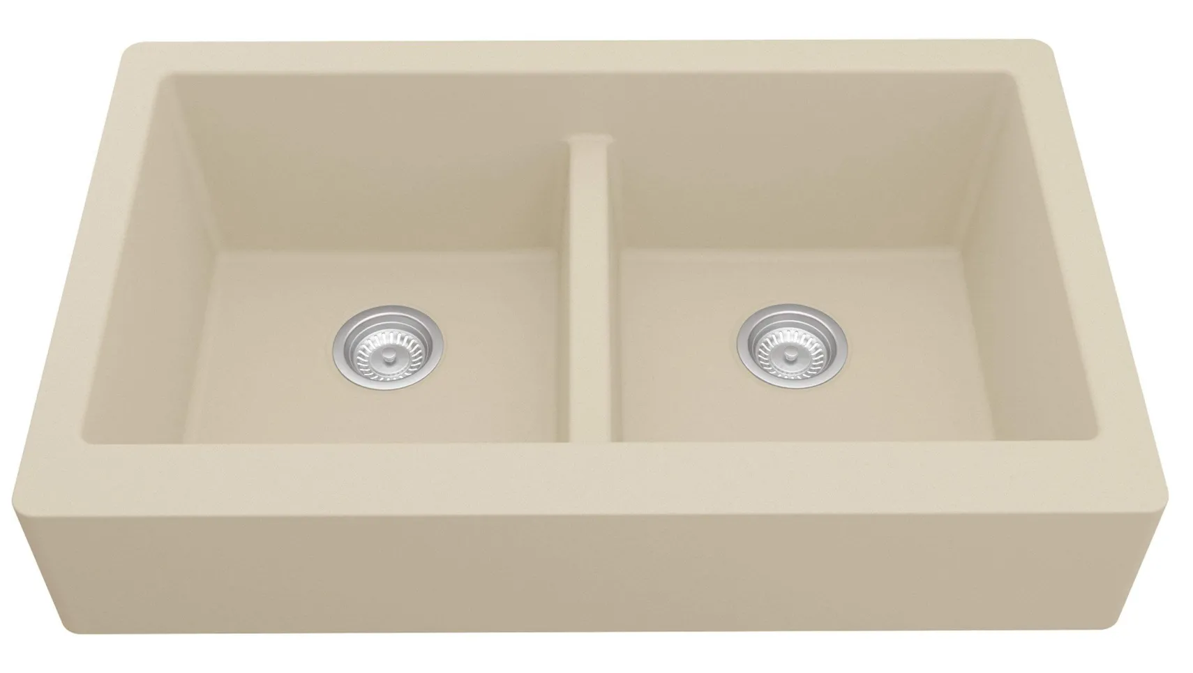 Karran 34" Quartz Composite Retrofit Farmhouse Sink, 50/50 Double Bowl, Bisque, QAR-750-BI