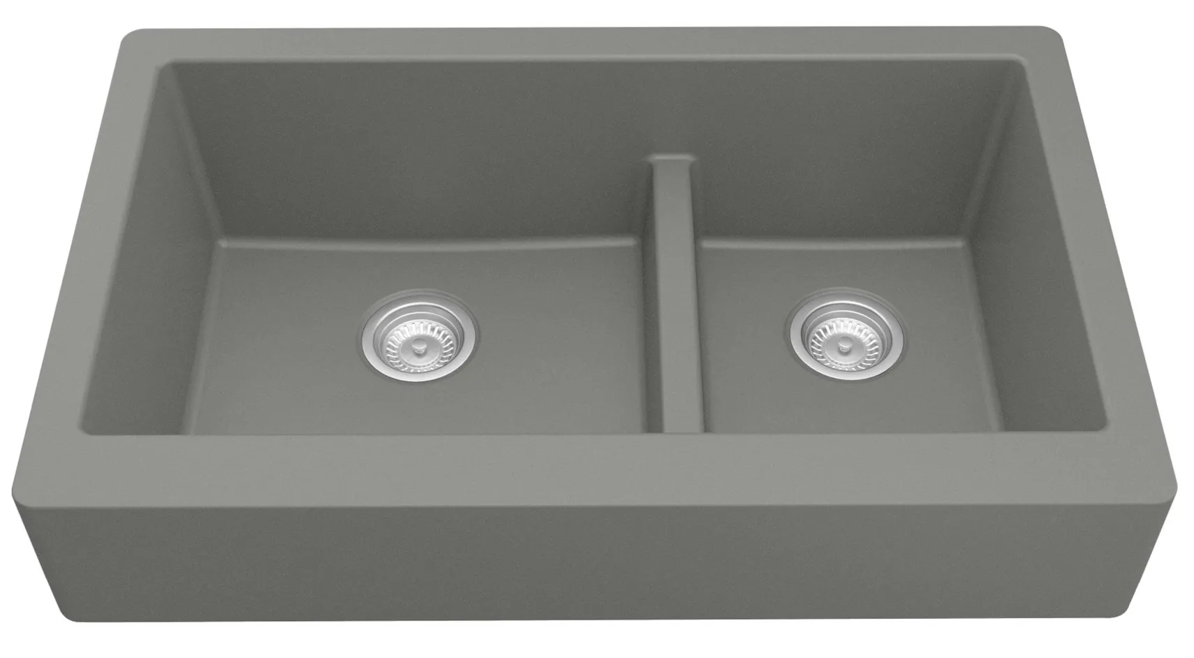 Karran 34" Quartz Composite Retrofit Farmhouse Sink, 60/40 Double Bowl, Grey, QAR-760-GR
